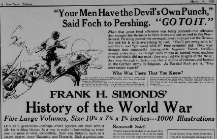 弗兰克·西蒙兹的《世界大战史》销售信